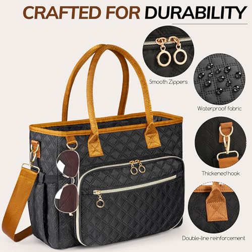 Large Bible Bag with Bible Cover Case for Women Quilted Church Tote Bags for Bible Study, Adjustable Shoulder Strap - color: Gray