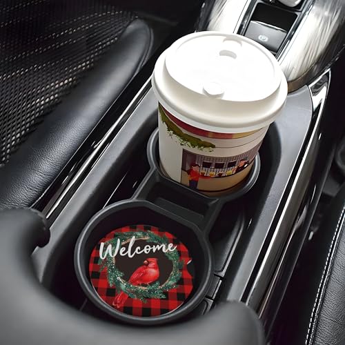 Christmas Cardinal Car Cup Holder Coasters 2 Pack 2.63" for Women - color: Red