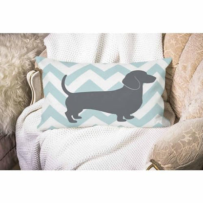Dachshund Dog Pillow Dachshund Pattern Dog Teal Waves Striped Cotton Linen Cushion Cover Oblong Rectangle Pillow Cases for Men Women Boys Girls Kids Pillowcase Sofa Bedroom Livingroom 12x20 inch - color: Md023
