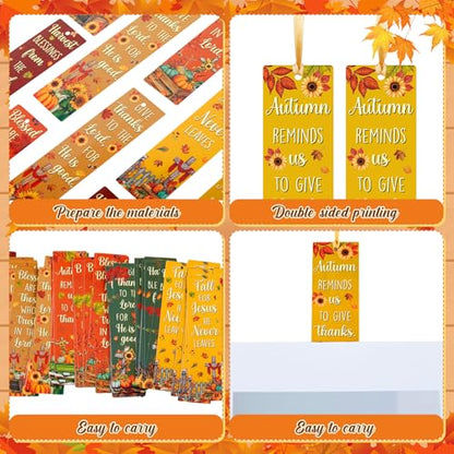 TaoBary 100 Pcs Fall Christian Bookmarks Bulk, Autumn Religious Bookmarks - style: Fall