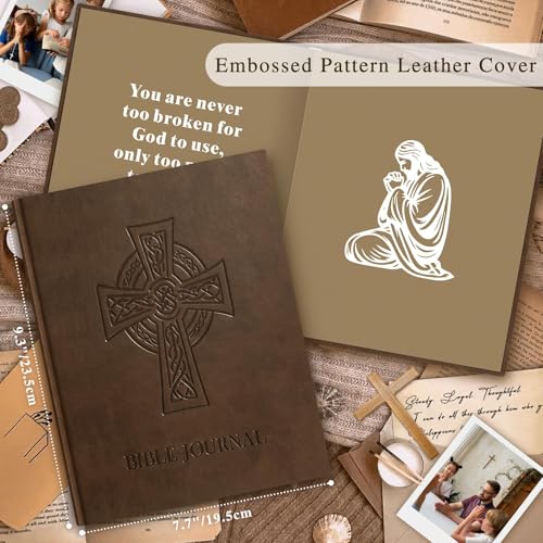 Lanpn Christian Bible Prayer Journal for Men, 91 Days Daily Devotional Journals, Bible Study Notebook with Scripture Verse for Church Pray Notes, Religious Faith Gifts, Brown Leather Hardcover - color: Brown