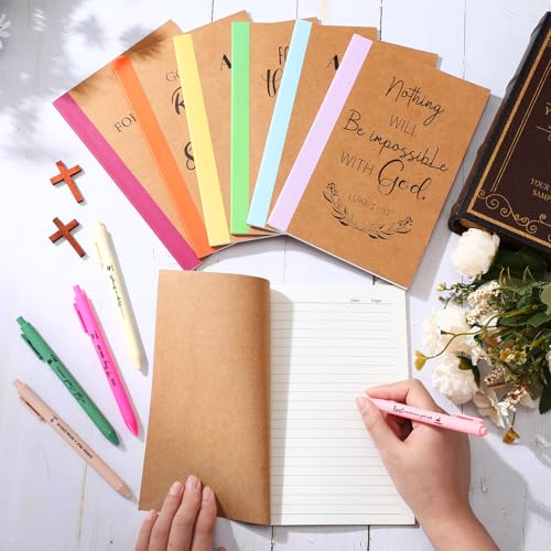 Resurhang 60 Sets Christian Gifts Bulk Bible Notebook Religious Pen,Rainbow - color: Rainbow
