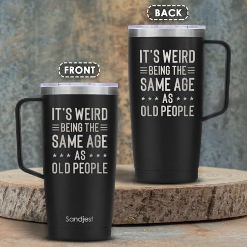 SANDJEST Funny Tumbler with Handle 20oz Coffee Travel Mug Cup Grandfather Grandpas Grandfathers Grandad Birthday - Fathers Day - Christmas, Papa Grandpa from Granddaughter Grandson - color: Funny/Sarcasm