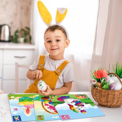 2PCS Easter Day Crafts for Kids Ages 4-8 Sticker Paint Books Gift Party Create 20 Pictures（Sticker Sheets are Separate） - color: Easter Day Stikcer Book