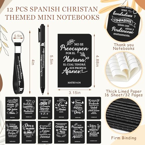 Hollowfly 12 Set/48 Pcs Spanish Christian Gifts for Women, Black - color: Black