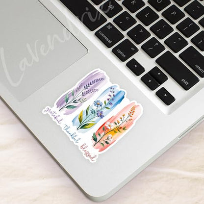 (3Pcs) Grateful Thankful Blessed Christian Sticker Inspirational Bible Verse Jesus Faith Prayer Vinyl Decal for Tumbler Laptop Water Bottles Book Car Phone - Size 3x2.8