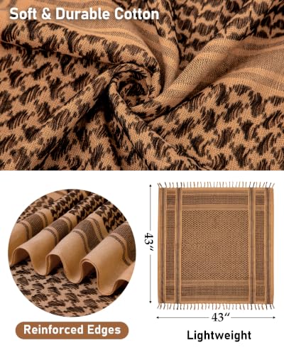 Aonal Military Shemagh Tactical Desert Scarf, Keffiyeh Scarf for Men - color: A-tan