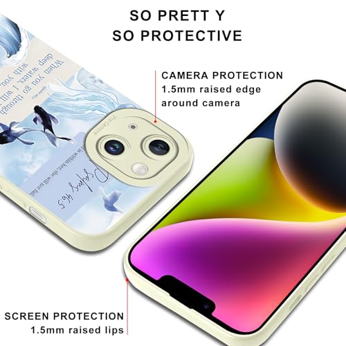 Summer Whale Tortoise Collage Phone Case for iPhone 14 Case Christian Bible Verses Pattern Shockproof Soft Protective for Women Men Phone Cover Funda for iPhone 14 6.1 Inch White - color: White, size: for iPhone 14