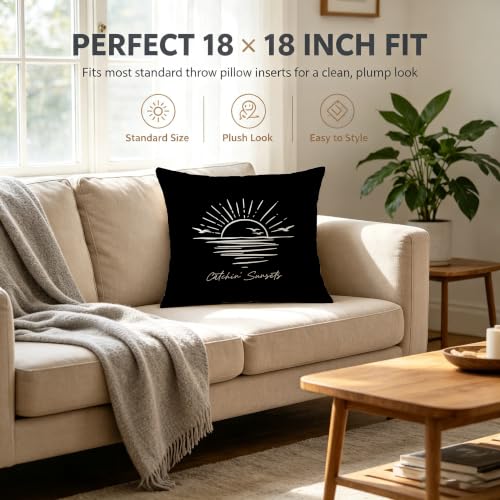 Catchin' Sunsets Throw Pillow Cover 18x18 inch - color: Beach03