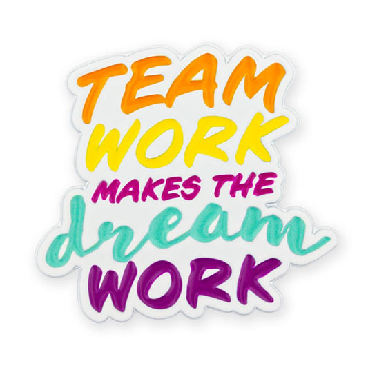 PinMart Teamwork Employee Recognition Award Enamel Lapel Pin - color: Team Work Makes the Dream Work, size: 1 Piece