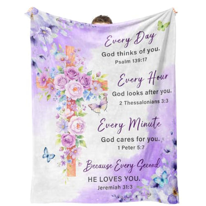 Christian Gifts for Women, Christian Birthday Blanket 50''x60'' - color: Pale Purple, size: 50*60IN