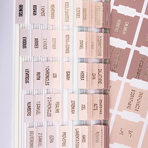 DiverseBee Laminated Bible Tabs (Rose Gold Embossed Lettering), Bible Journaling Supplies, Bible Book Tabs, Christian Gift, 73 Bible Tabs for Women and Men, Includes 4 Blank Tabs (Pearl) - color: Pearl
