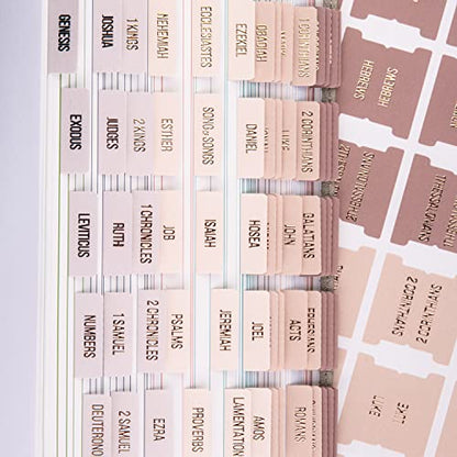 DiverseBee Laminated Bible Tabs (Rose Gold Embossed Lettering), Bible Journaling Supplies, Bible Book Tabs, Christian Gift, 73 Bible Tabs for Women and Men, Includes 4 Blank Tabs (Pearl) - color: Pearl