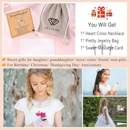 Cross Necklace for Girls- Child of God Gifts for Girls Jewelry - style: Granddaughter