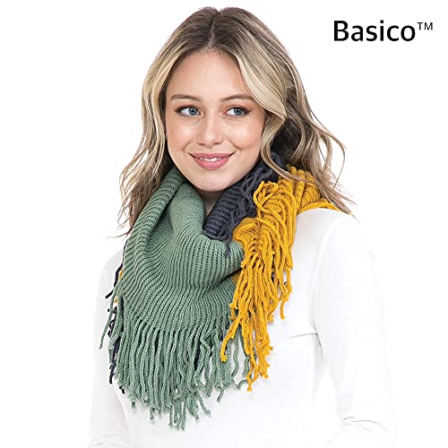 BASICO Fall Winter Scarfs for Women Plaid Infinity Scarf for Cold Weather Circle Loop Scarves - color: Greeen Mix 2