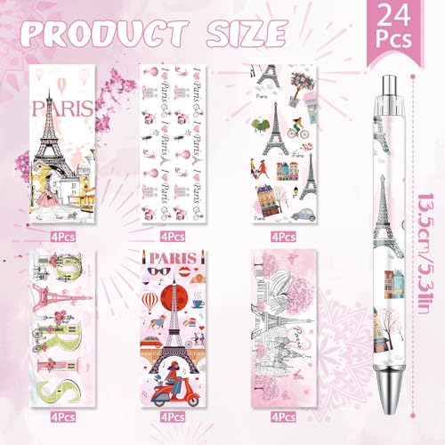 Wxiben Paris Ballpoint Pens Set - 24PCS City Travel Souvenirs Gifts French Paris Pen Eiffel Tower Smooth Writing Ballpoint Bulk for Women Girls Teacher Traveler Office School Supplies Party Gift - color: Paris