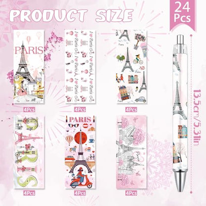 Wxiben Paris Ballpoint Pens Set - 24PCS City Travel Souvenirs Gifts French Paris Pen Eiffel Tower Smooth Writing Ballpoint Bulk for Women Girls Teacher Traveler Office School Supplies Party Gift - color: Paris