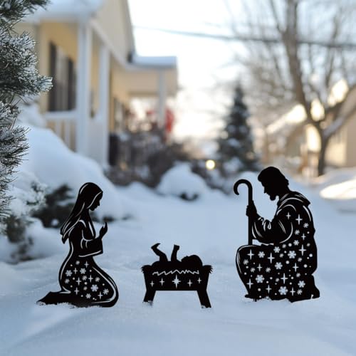 Metal Nativity Scene Outdoor Christmas Nativity Yard Garden Stakes