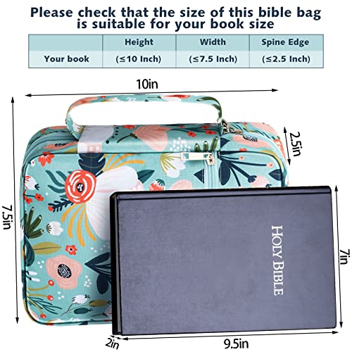 Laumoi Bible Cover Case for Women 10'' Flower Bible Holder Case Large Religious Carrying Bag for Women Study Christian Book Gift (More Flower) - style: More Flower