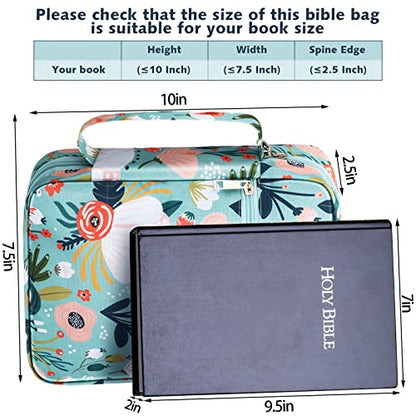 Laumoi Bible Cover Case for Women 10'' Flower Bible Holder Case Large Religious Carrying Bag for Women Study Christian Book Gift (More Flower) - style: More Flower