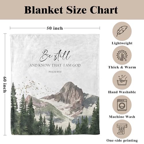 Be Still and Know that I Am God Christian Throw Blanket, 50x60 Inches - color: Mountain