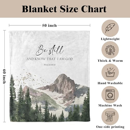 Be Still and Know that I Am God Christian Throw Blanket, 50x60 Inches - color: Mountain
