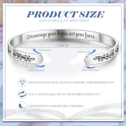 MTLEE 30 Pcs Inspirational Cuff Bracelets Bulk Gifts for Women Motivational Bible Verse Bracelet Silver Personalized - style: Trendy