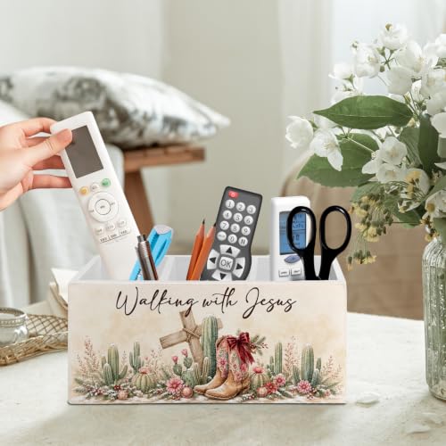 Christian Christmas Western Pen Pencil Holder Organizer for Desk - color: Winter Cowgirl