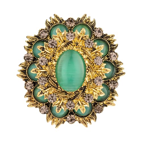 SELOVO Jewelry Victorian Style Oval Brooch Pin for Women Jewelry - color: Green