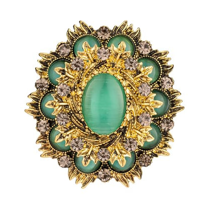 SELOVO Jewelry Victorian Style Oval Brooch Pin for Women Jewelry - color: Green