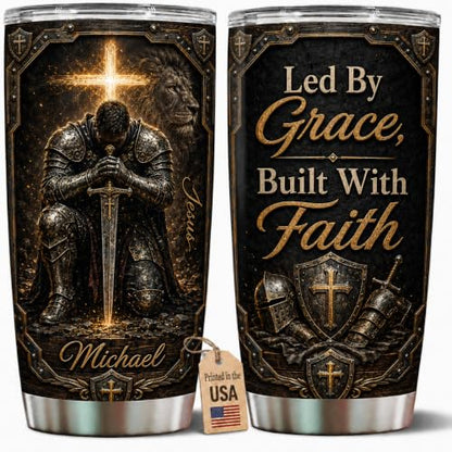 Personalized Christian Gifts For Men - Religious Bible Man Of Faith Tumbler V18 - A Child Of God Warrior Christ Faith For Dad, Husband, Grandpa on Fathers Day, Christmas, Birthday - color: CH-VAR-18