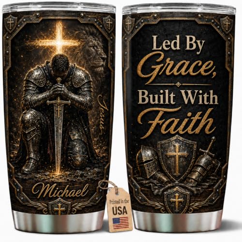 Personalized Christian Gifts For Men - Religious Bible Man Of Faith Tumbler V18 - A Child Of God Warrior Christ Faith For Dad, Husband, Grandpa on Fathers Day, Christmas, Birthday - color: CH-VAR-18