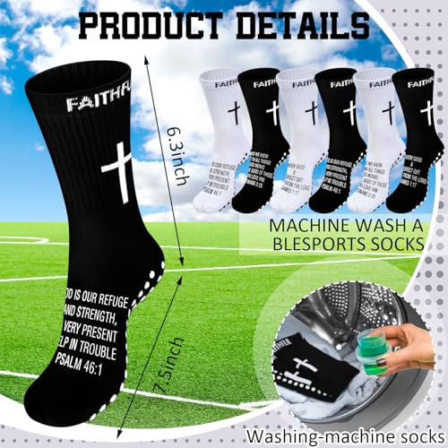 Glitopper 6 Pairs Cross Grip Soccer Socks US 6-13 christian - color: 2 Colors, style: Motivate