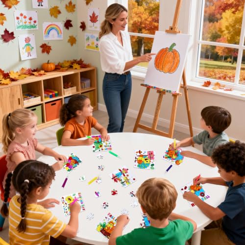 Thanksgiving Fall Arts & Crafts for Kids, Autumn Activity Kit Blank Puzzle - color: Fall Thanksgiving Colorful