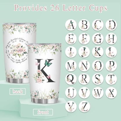 Personalized Initial K Tumbler 20oz, Monogrammed Gift for Women Birthday Mothers Day Religious Gift, Personalized Christian Gift for Women Initial Coffee Mug - style: Initial K cup