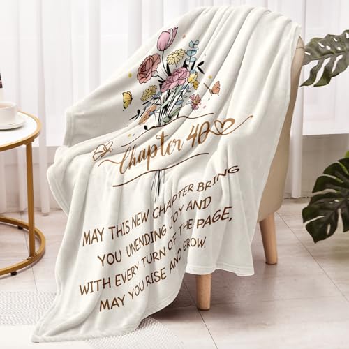 40th Birthday Gifts Women, Chapter 40 Blanket Gift for Her, 1986 Bday Gift, 40 Year Old Birthday Gifts for Women, Friend, Sister Daughter, Mom, Turning 40 Throw Blankets for Weman 50'' x 60'' - size: 40th Birthday