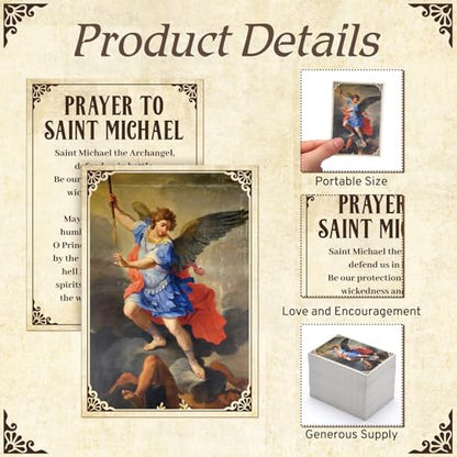 Motiskyy 200 Pcs St. Michael The Archangel Saint Catholic Prayer Cards Bulk - style: St. Michael
