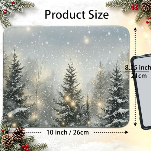 UTELKA Winter Pine Tree Mouse Pad, Christmas Tree Snowy Mousepad for Desk - color: Winter Pine Tree, size: 10.2L x 8.2W inches