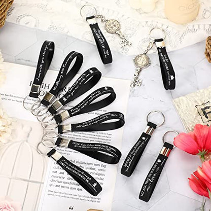 Sureio 36 Pcs Inspirational Christian Gift Silicone Keychain Bulk Religious Bible Verse Church Gift for Women Men Grandparent - color: Black