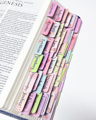 Floral Bible Tabs for Women, Personalized Bible Journaling Tabs, Large Print Bible Tabs for Easy Navigation, Bible Book Index Tabs Labels, Bible Study Supplies - style: Floral EN