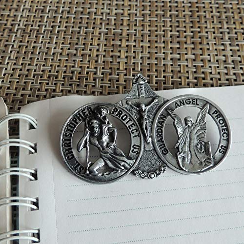 Saint Christopher and Guardian Angel Visor Clip, Christian Car Accessory for New Drivers, 3 Inches, by Cathedral Art