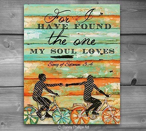 For I Have Found the One My Soul Loves, Danny Phillips Unframed Art Print, Songs of Solomon 3:4, Biking Bicycle Cycling Wall Decor Poster Wedding Engagement Gift for Her, 8x10 inches