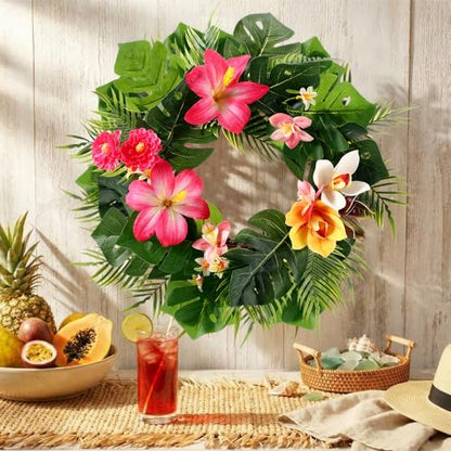 Cinnvoice Hawaiian Wreath Artificial Front Door Wreath - style: Hawaiian