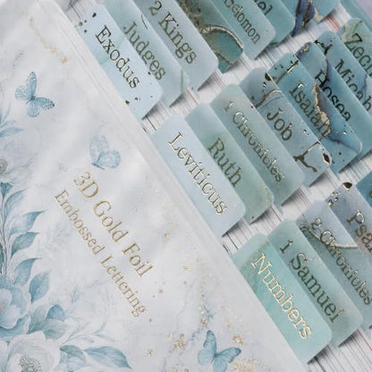UPAFEXXI-Bible Tabs for Women and Men, 3D Gold Foil Embossed Lettering - color: Blue2