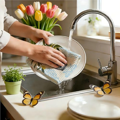 Lemon Kitchen Towels, Blue White Chinoiserie Porcelain Dish Towels, 12 - color: Yellow Lemon