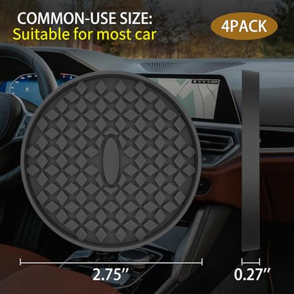 ME.FAN Car Cup Coasters [4 Pack] Silicone Car Coasters/Cup Mats, Non-Slip Recessed Car Interior Accessories Black - color: 4 Pack-black