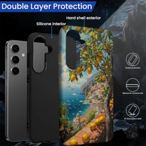 Compatible with Samsung Galaxy S23 FE Full Body Matte Case Hard Shell Shockproof Screen Lens Protection for Girl Boy Cute Pattern Italian Coast Amalfi Lemon Mediterranean Sea - color: Italian Coast Amalfi Lemon Mediterranean Sea, size: Samsung Galaxy S23