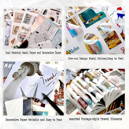 Travel Ephemera Book, 50 Sheets A5 Washi Stickers & Papers - color: 50 Travel Sticker Paper Book