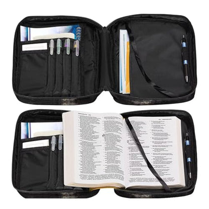 Suobstales American Flag Cross Print Bible Cover Bible Case for Women Men Lightweight Carrying Book Cover Church Bag Bible Protective Bag with Handle and Zippered Pocket - color: American Flag Cross 2