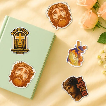 4 Pcs Jesus Stickers - Religious Christian Waterproof Vinyl Decals - color: Jesus Christ Stickers